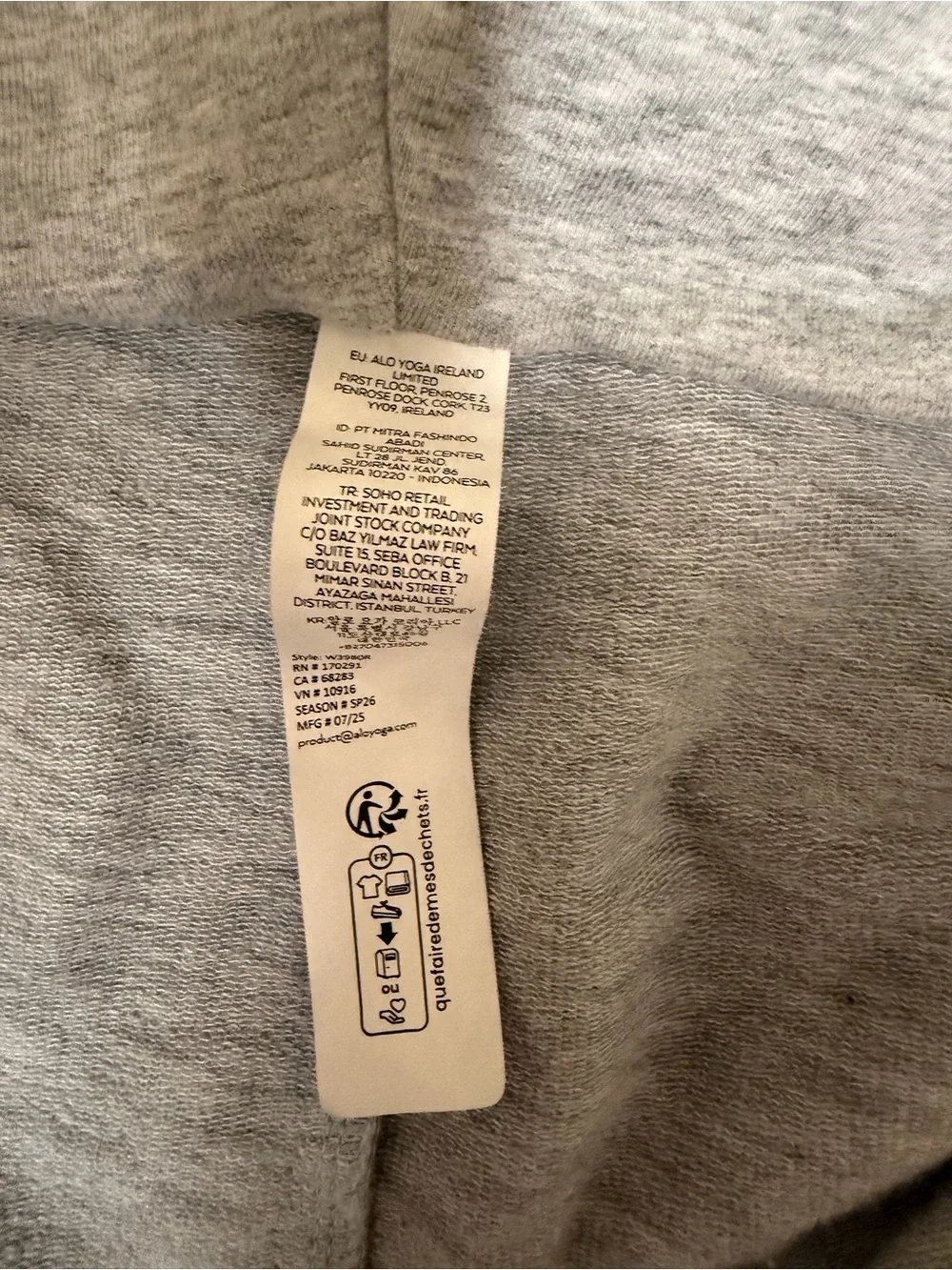 ALO Yoga Kids Light Gray Hooded Zip Jacket